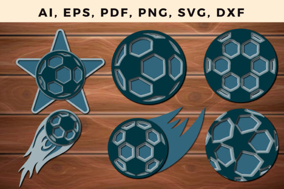 3D Layer Football Paper Cut SVG Bundle