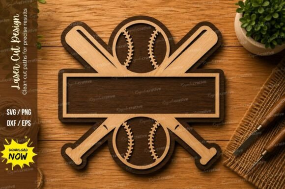 Baseball Name Sign SVG: Sports Laser Design