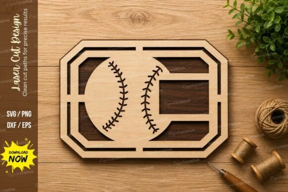 Baseball Sports Frame Laser Cut SVG & Premium Design Files