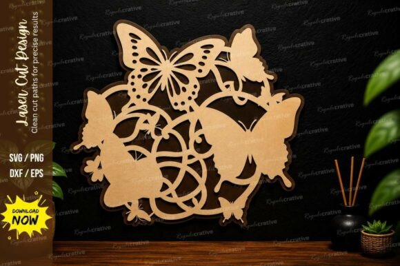 Butterfly Circle Art Laser Cut SVG for Creative Projects