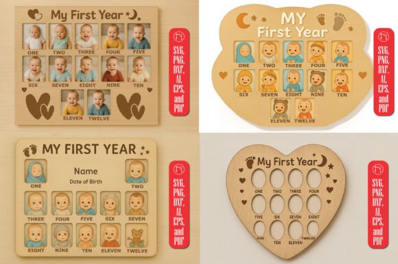 Capture Baby's Milestones with My First Year Photo Frame SVG
