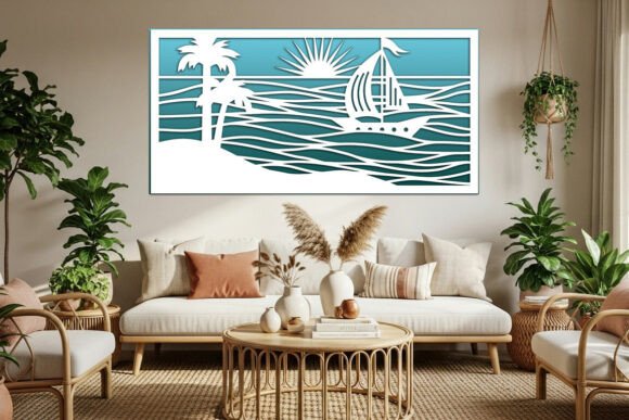 Coastal Escape: Sea View Wall Art Panel Laser Cut Files