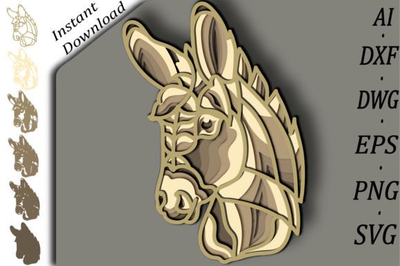 Cute Donkey Multilayer Svg/3D Layered Design