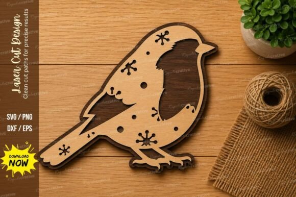 Decorative Robin Bird SVG: Premium Laser Cut Design