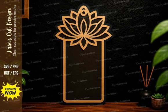 Elegant Lotus Frame Border Laser Cut Svg Design