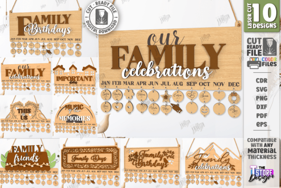 Family Birthdays Calendars Laser Cut Set