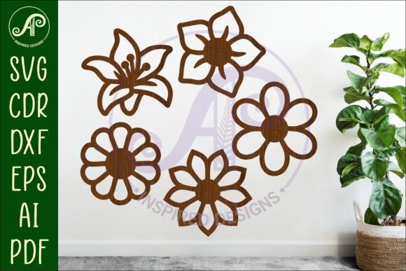 Flower Silhouette Cut Out Designs 5: Elegant Digital Assets