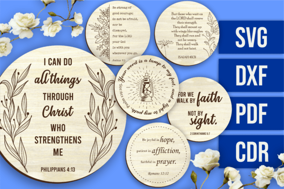 Laser Cut Bible Coasters & Wall Signs SVG DXF PDF CDR