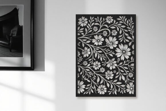 Laser Cut Floral Panel SVG Wall Art: Modern Design Assets