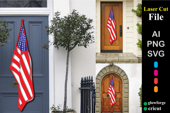Laser/Paper Cut 4th of July Hanging Flag: A Festive Design Asset