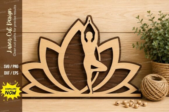 Lotus Yoga Pose Laser Cut SVG Design