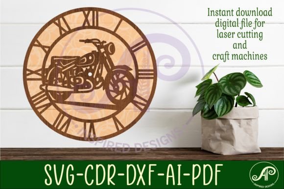 Motorcycle Wall Clock Laser Cut Files for Creative Crafters