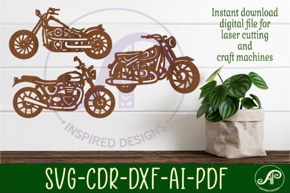 Motorcycles Silhouette Laser Cut Shapes