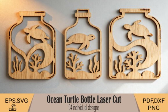 Ocean Turtle Bottle Decor: Sea-Themed SVG Cut Files