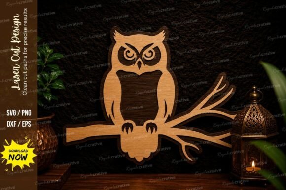 Owl Perch Laser Cut SVG Design: Precision Crafting Files