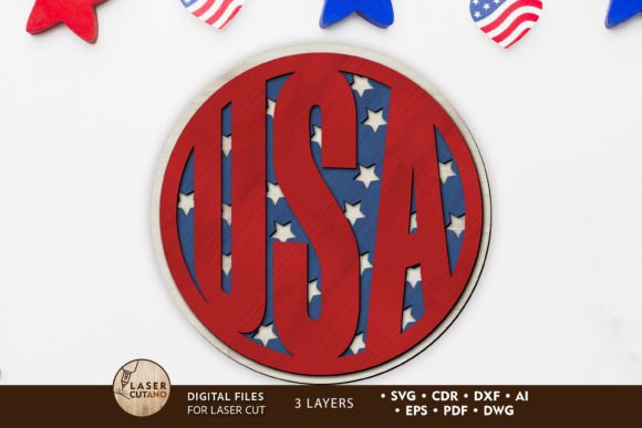 Patriotic Laser Cut Wall Art for Independence Day