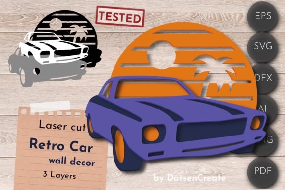 Retro Car 3D Layered Art: Vintage SVG for Modern Makers