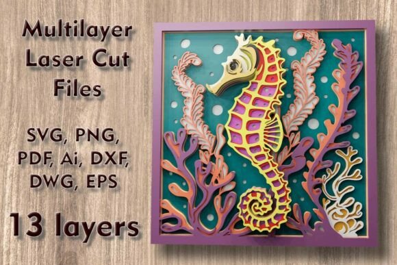 Seahorse 3D Multilayer Laser Cut Files for Stunning Wall Art