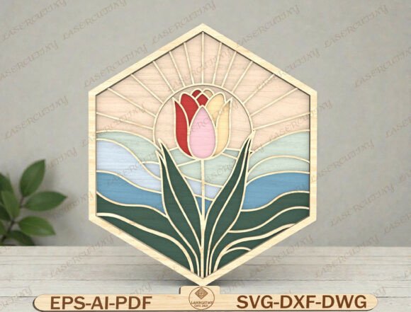 Tulip Flower Wall Art Laser Cut File
