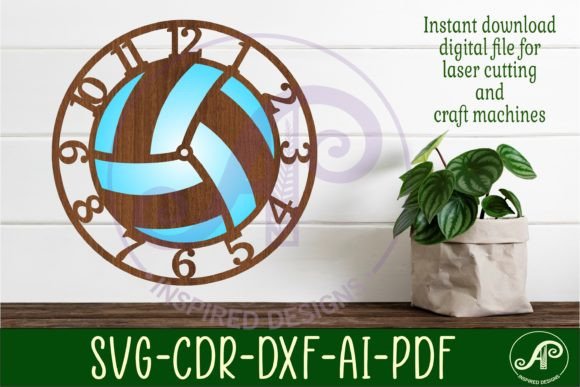 Volleyball Wall Clock Laser Cut Files