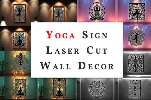 Yoga Sign Laser Cut Wall Art SVG Bundle for Calm Decor